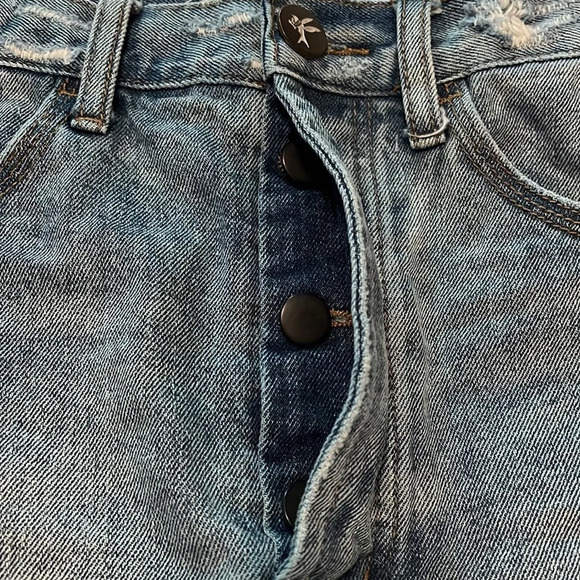 One Teaspoon Vanguard Distressed Bottom Fly Denim Mini Skirt - Picture 7 of 8